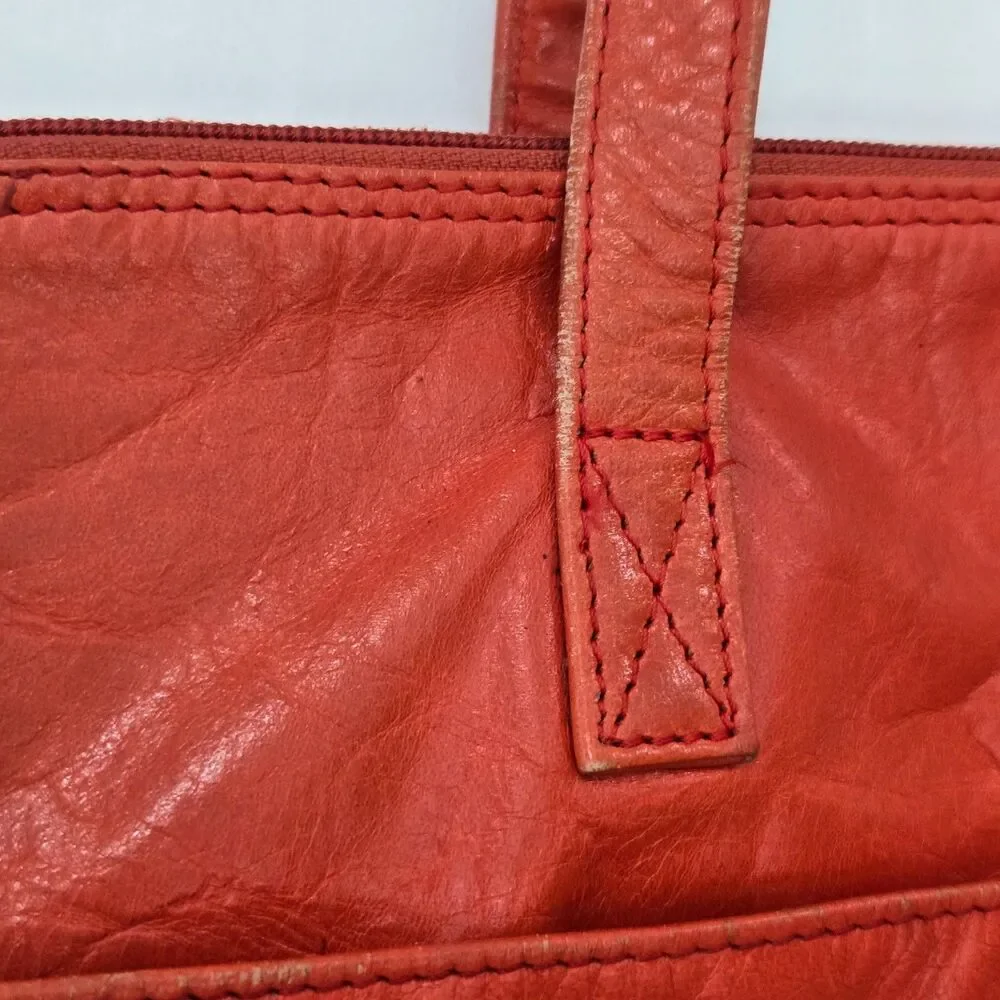 Latico‎ Red Leather Business Tote Bag Shoulder Laptop Full Zip around Organizer